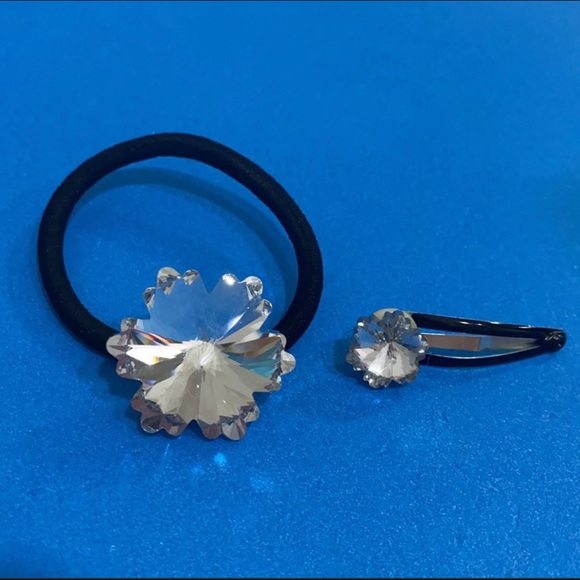 Ponytail Holder Barrette Set Clear Prism Snowflake - Picture 2 of 4